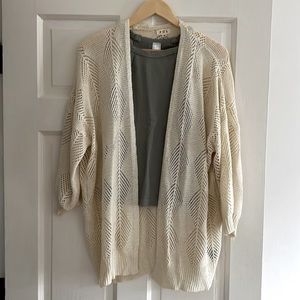 POL long and loose cardigan wrap with leaf lace
